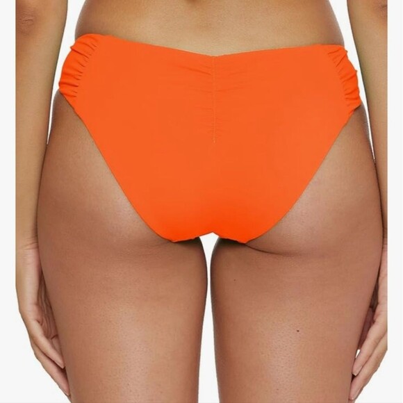 BECCA Baja Mar Hipster Bikini Bottom, Cheeky Coverage Orange XS - Picture 4 of 9